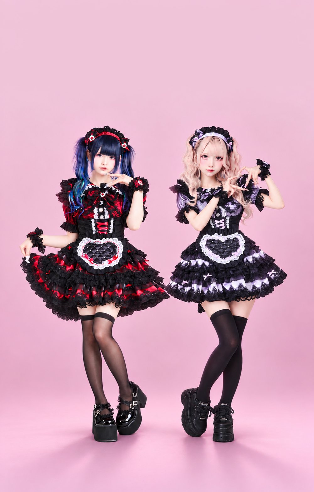 アイドルメイド衣装のキャスト2人